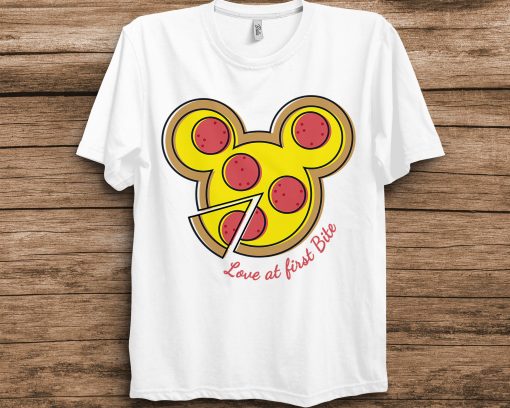 Pizza Mickey Mouse Love At First Bite Disney Unisex T-Shirt