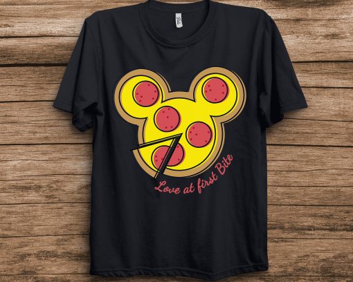 Pizza Mickey Mouse Love At First Bite Disney Unisex T-Shirt