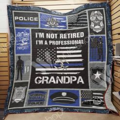 Police Grandpa Quilt Blanket