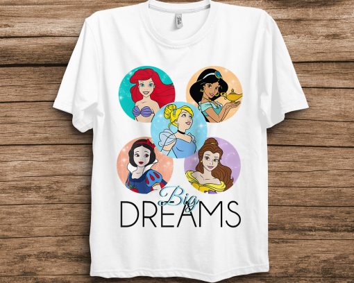 Princess Big Dreams Sparkle Character Bubbles Disney Unisex T-Shirt