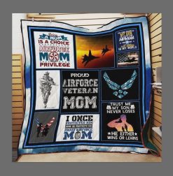 Proud Airforce Veteran Mom Quilt Blanket Great Customized Gifts For Birthday Christmas Thanksgiving Mother’s Day