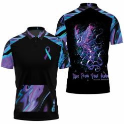 Psychedelic Phoenix Rise From Your Ashes Suicide Prevention 3d Printed Polo Shirt Model A32385 All Over Print Shirt 3d T-shirt