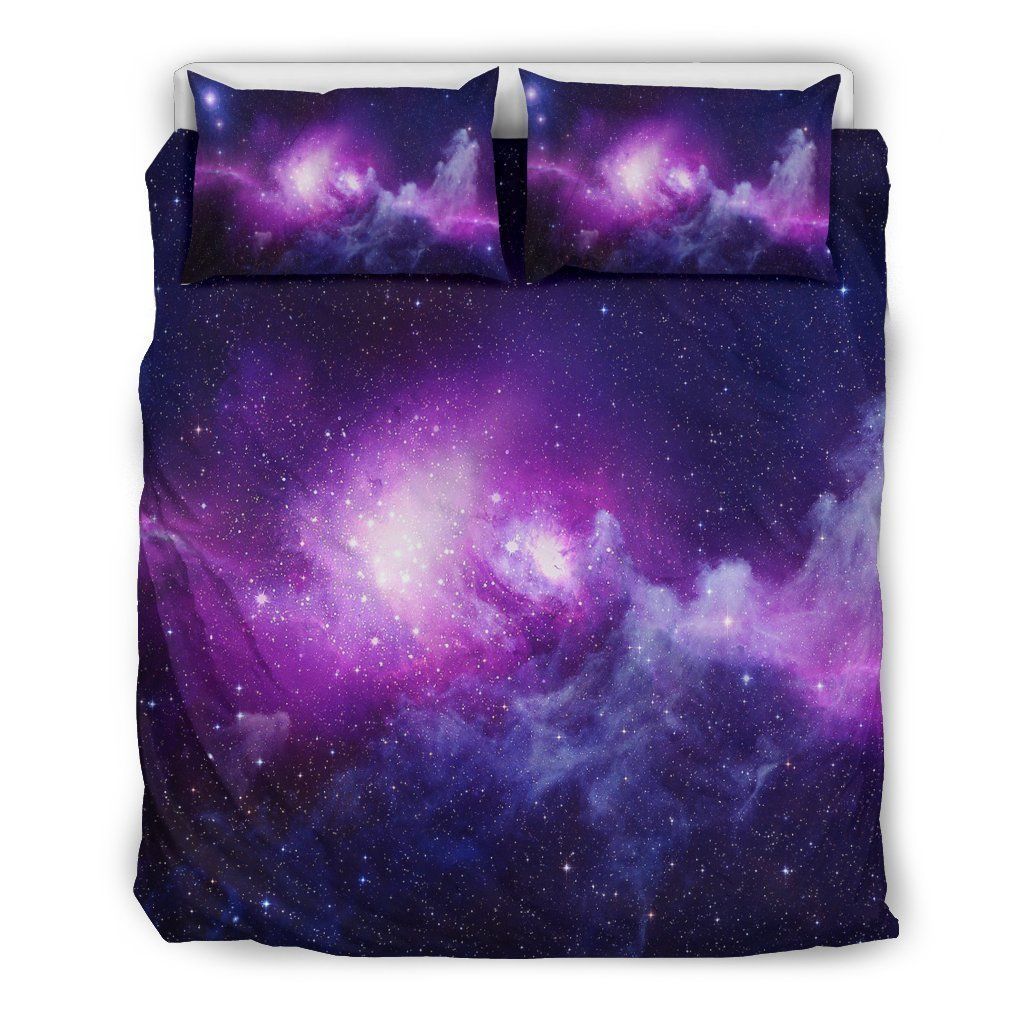 Purple Starfield Galaxy Space Print Bedding Set
