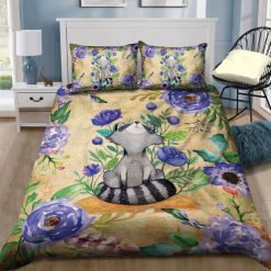 Raccoon Flowers Cotton Bedding Sets