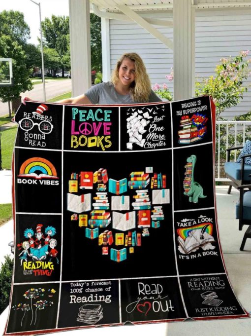 Reading Peace Love Books Quilt Blanket Great Customized Blanket Gifts For Birthday Christmas Thanksgiving