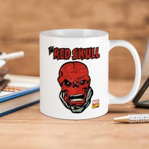 Red Skull Retro Marvel Comics Ceramic Coffee Mug White