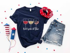 Red Wine & Blue 4th Of July Patriotic Independence Day Unisex T-Shirt