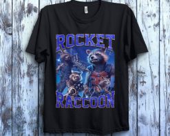 Rocket Raccoon Poster Marvel Guardians Of The Galaxy Unisex Gift T-Shirt