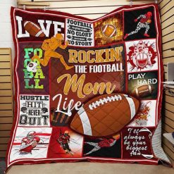 Rockin The Football Mom Life Quilt Blanket Great Customized Gifts For Birthday Christmas Thanksgiving Mother’s Day