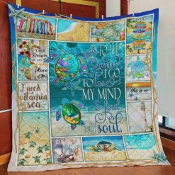 Sea Turtle To The Ocean I Go To Lose My Mind And Find My Soul Quilt Blanket Great Customized Blanket Gifts For Birthday Christmas Thanksgiving