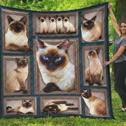 Siamese Cat Quilt Blanket Great Customized Gifts For Birthday Christmas Thanksgiving