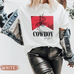 Skeleton Cowboy Killer Western Graphic Art Unisex Shirt