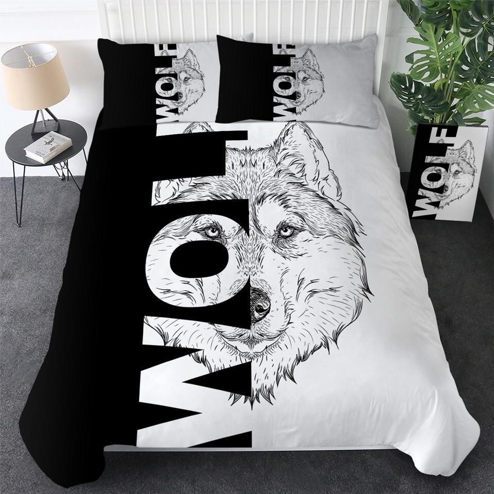 Sketch Wolf Cotton Bedding Sets