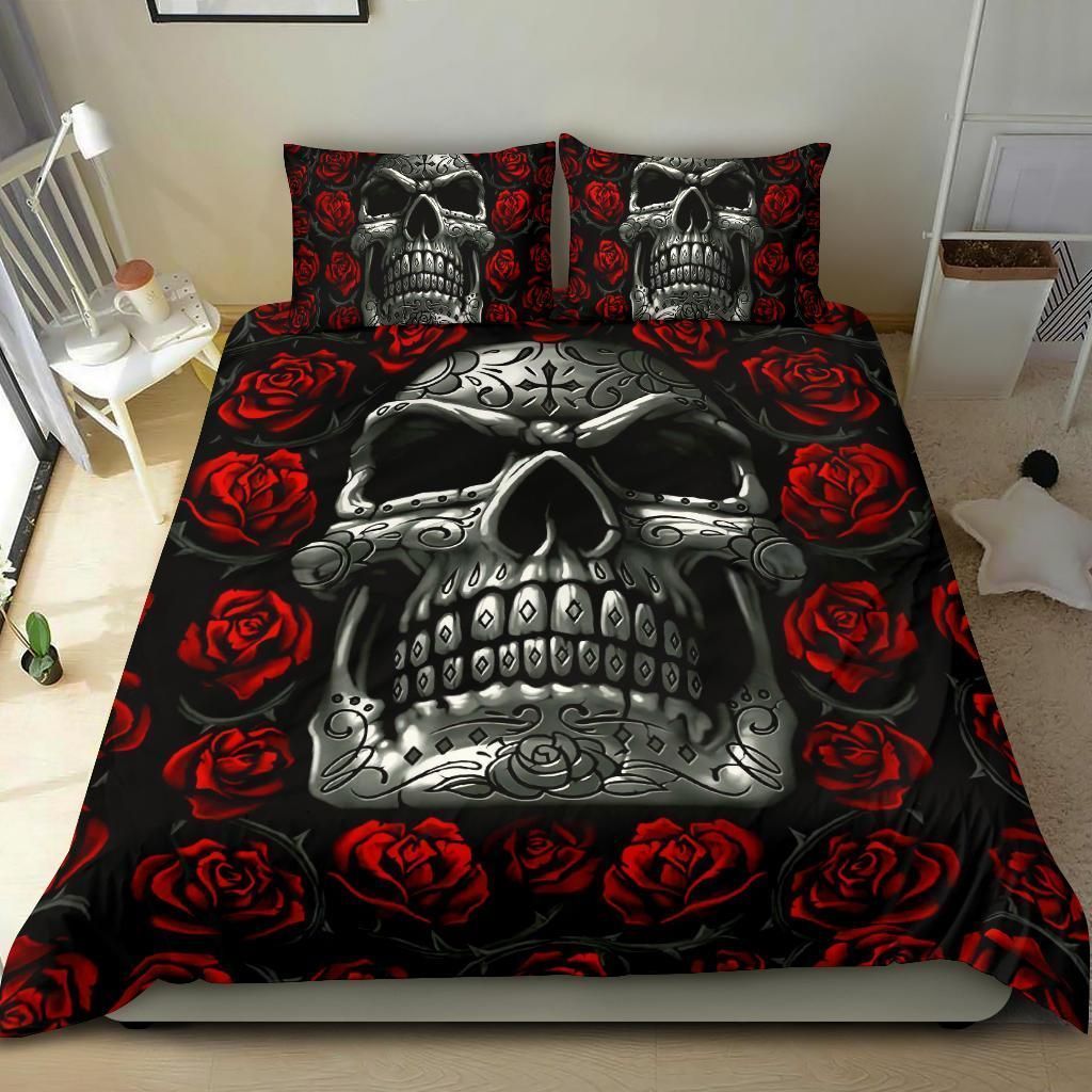 Skull Roses Pattern Cotton Bedding Sets
