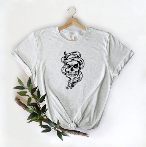 Skull Snake Black Art Unisex T-Shirt