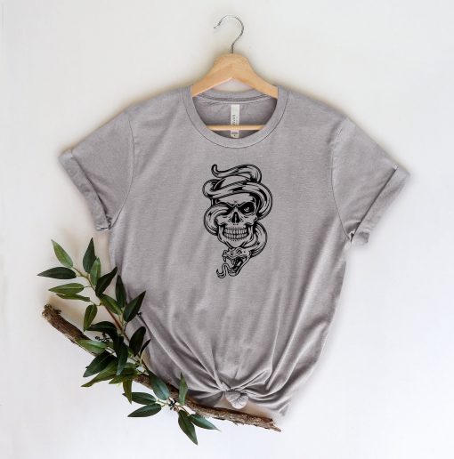 Skull Snake Black Art Unisex T-Shirt