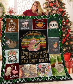 Sloth I Wanna Get Lost In Your Rock And Roll And Drift Away Quilt Blanket Great Customized Blanket Gifts For Birthday Christmas Thanksgiving