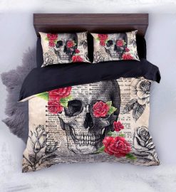 Snm – Vintage Dictionary Skull Bedding Set