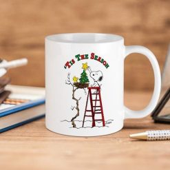 Snoopy And Woodstock Peanuts Tis The Season Premium Sublime Ceramic Coffee Mug White