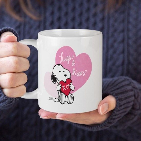 Snoopy Cartoon Peanuts Hugs And Kisses Premium Sublime Ceramic Coffee Mug White