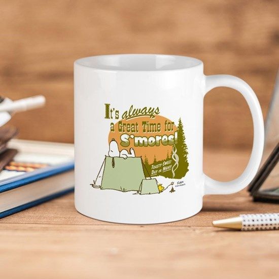 Snoopy Cartoon Peanuts It’s Always A Great Time For S’mores Premium Sublime Ceramic Coffee Mug White