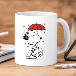 Snoopy Holding An Umbrella Cartoon Peanuts Premium Sublime Ceramic Coffee Mug White