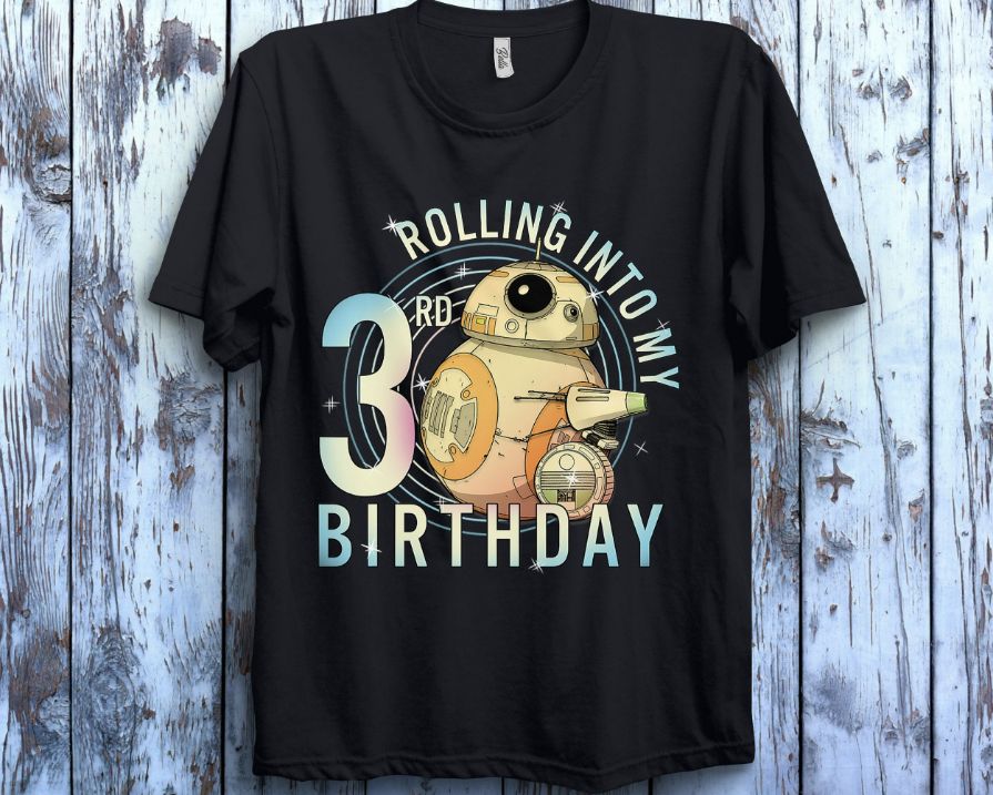 Star Wars BB-8  D-O Rolling Into My 3rd Birthday T-Shirt