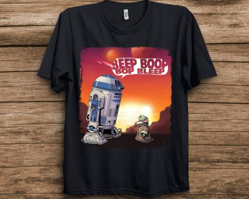 Star Wars Funny R2-D2 And Baby Yoda Grogu Comic T-Shirt