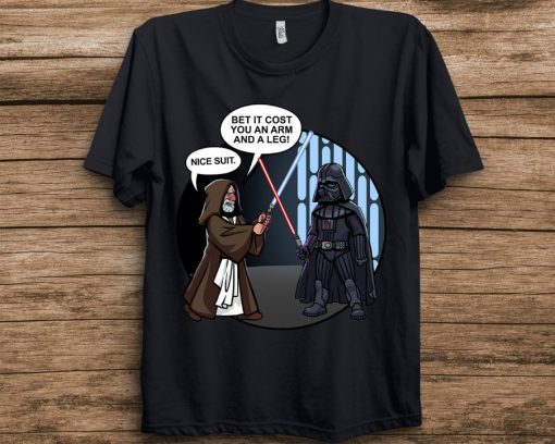 Star Wars Funny Vader And Obi-Wan Nice Suit Text T-Shirt