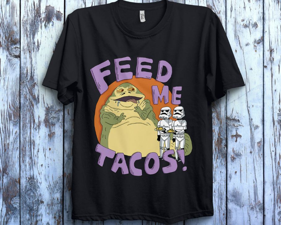 Star Wars Jabba The Hutt Feed Me Tacos Doodle T-Shirt