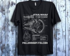 Star Wars Millennium Falcon Grey Schematics Graphic Unisex T-Shirt