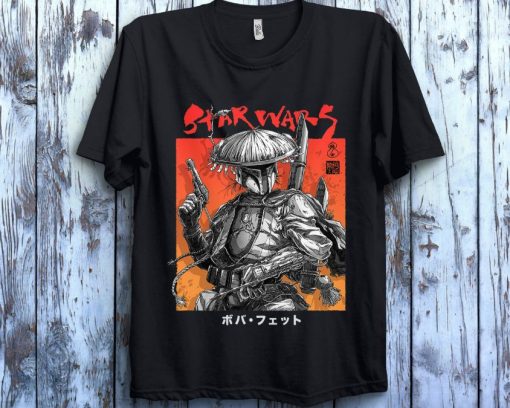 Star Wars Visions Boba Fett Samurai Poster T-Shirt