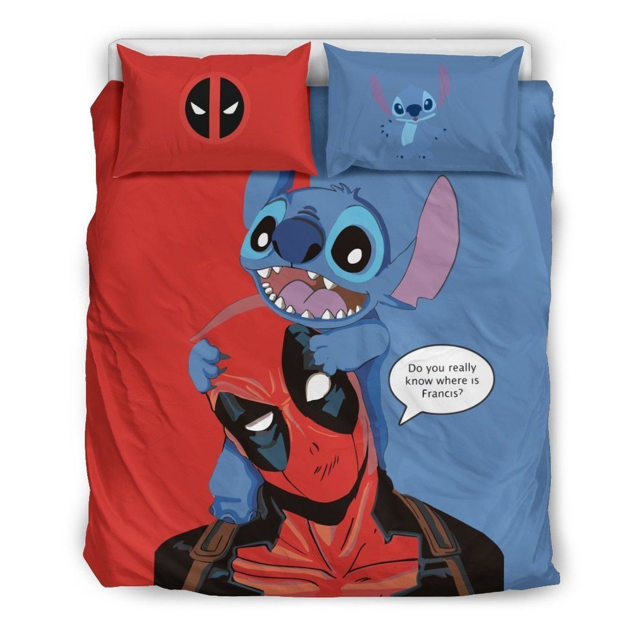 Stitch & Deadpool Disney Do You Really Know Where Francis Is Bedding Set