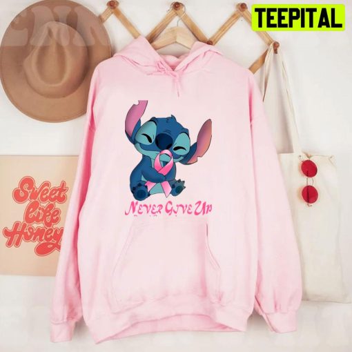 Stitch Never Give Up Breast Cancer Awareness Unisex T-Shirt