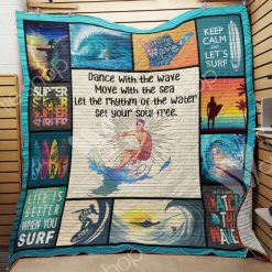 Surfing Dance With The Wave Move With The Sea Quilt Blanket Great Customized Gifts For Birthday Christmas Thanksgiving Perfect Gifts For Surfing