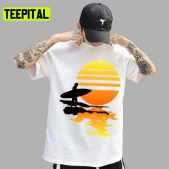 Surfing Sunrise Colorful Design Unisex T-Shirt