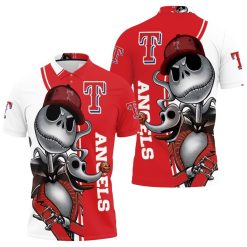 Texas Rangers Jack Skellington And Zero Polo Shirt All Over Print Shirt 3d T-shirt