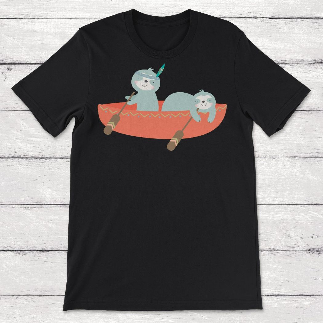 Thanksgiving Sloth Indians in a Canoe Unisex T-Shirt