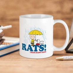 The Peanuts Charlie Brown And Snoopy Rats I Hate Rainy Days Premium Sublime Ceramic Coffee Mug White