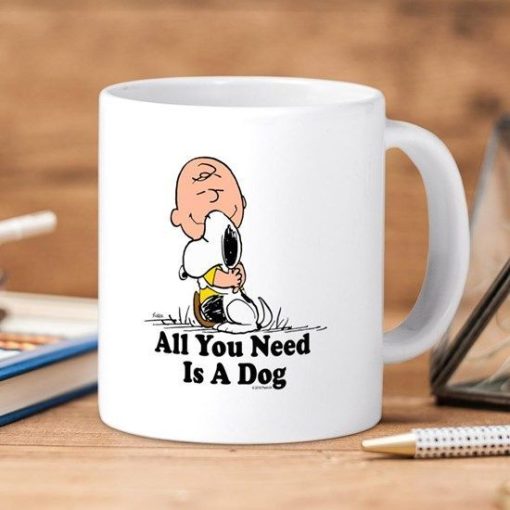 The Peanuts Snoopy And Charlie Brown Charlie Brown All You Need Is A Dog Premium Sublime Ceramic Coffee Mug White