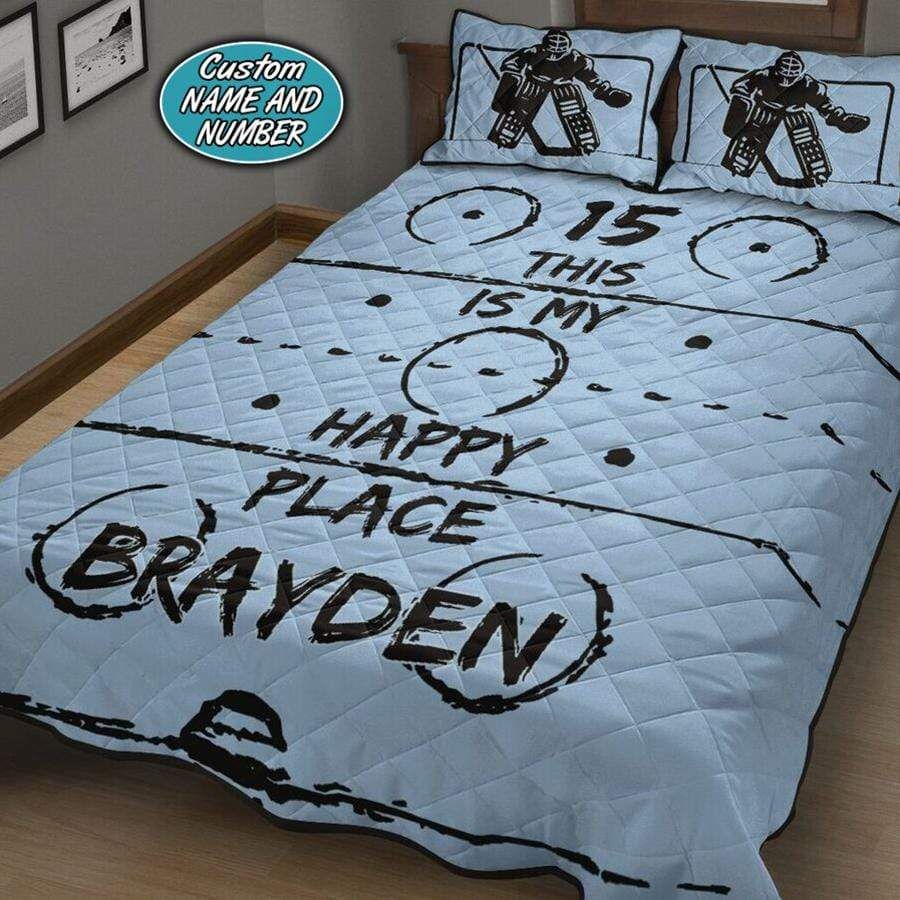 This Is My Happy Place Hockey Quilt Bedding Set