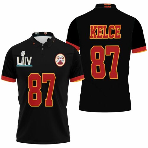 Travis Kelce 87 Kansas City Chiefs Nfl Black Jersey Inspired Style Polo Shirt Model A4617 All Over Print Shirt 3d T-shirt