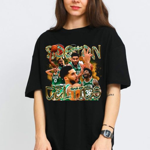 Vintage Bos Bootleg 90s Jayson Tatum Jaylen Brown Marcus Smart, Al Horford, Daniel Theis Shirt, Basketball Finals Unisex T-Shirt