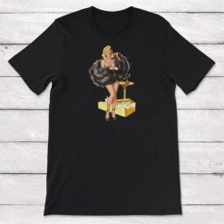 Vintage Pinup Girl Clipart Black Freathers Unisex T-Shirt