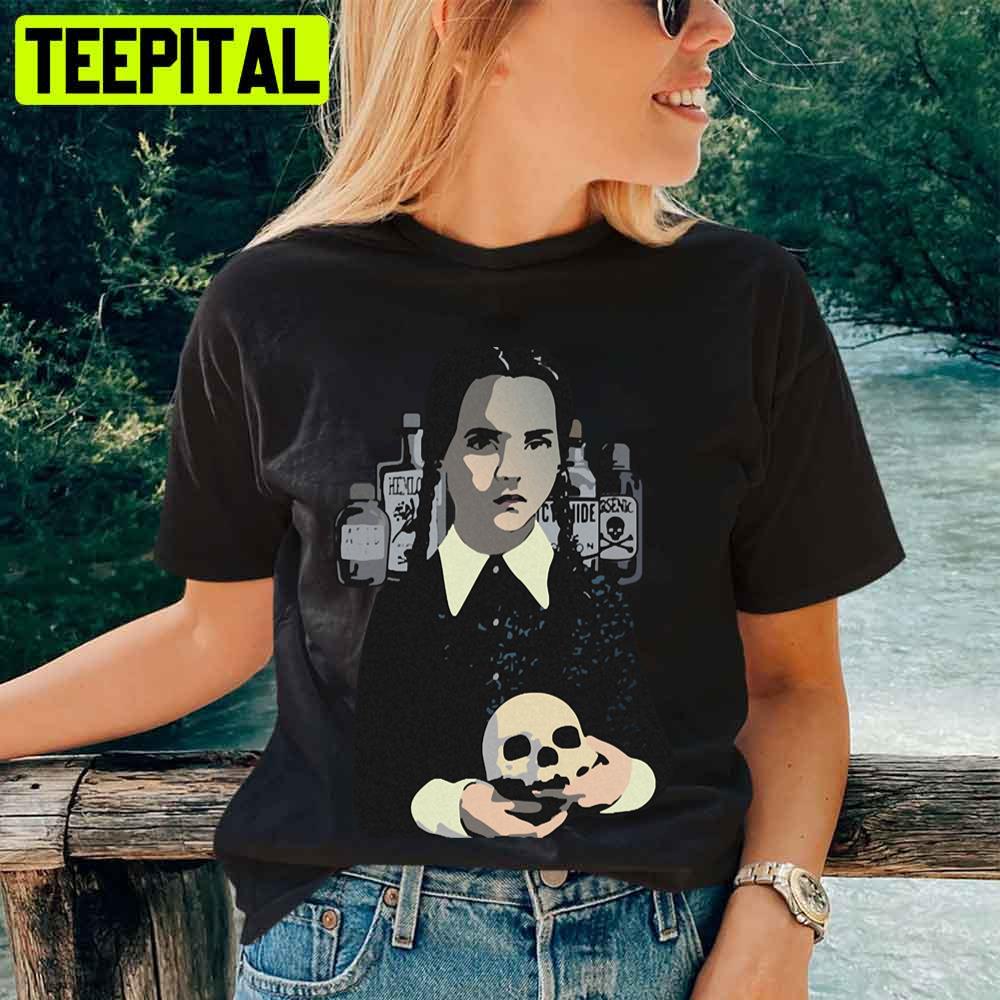 Vintage Skull And Wednesday Addams Unisex T-Shirt