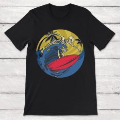 Vintage Sunrise Retro Sunset Skeleton Surfer Unisex T-Shirt