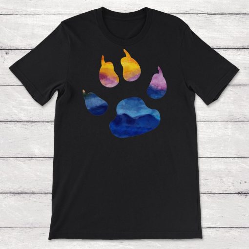 Watercolor Bear Pawprint Sunrise Sunset Unisex T-Shirt