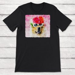 Watercolor Labrador Floral Dog with Sunglasses Unisex T-Shirt