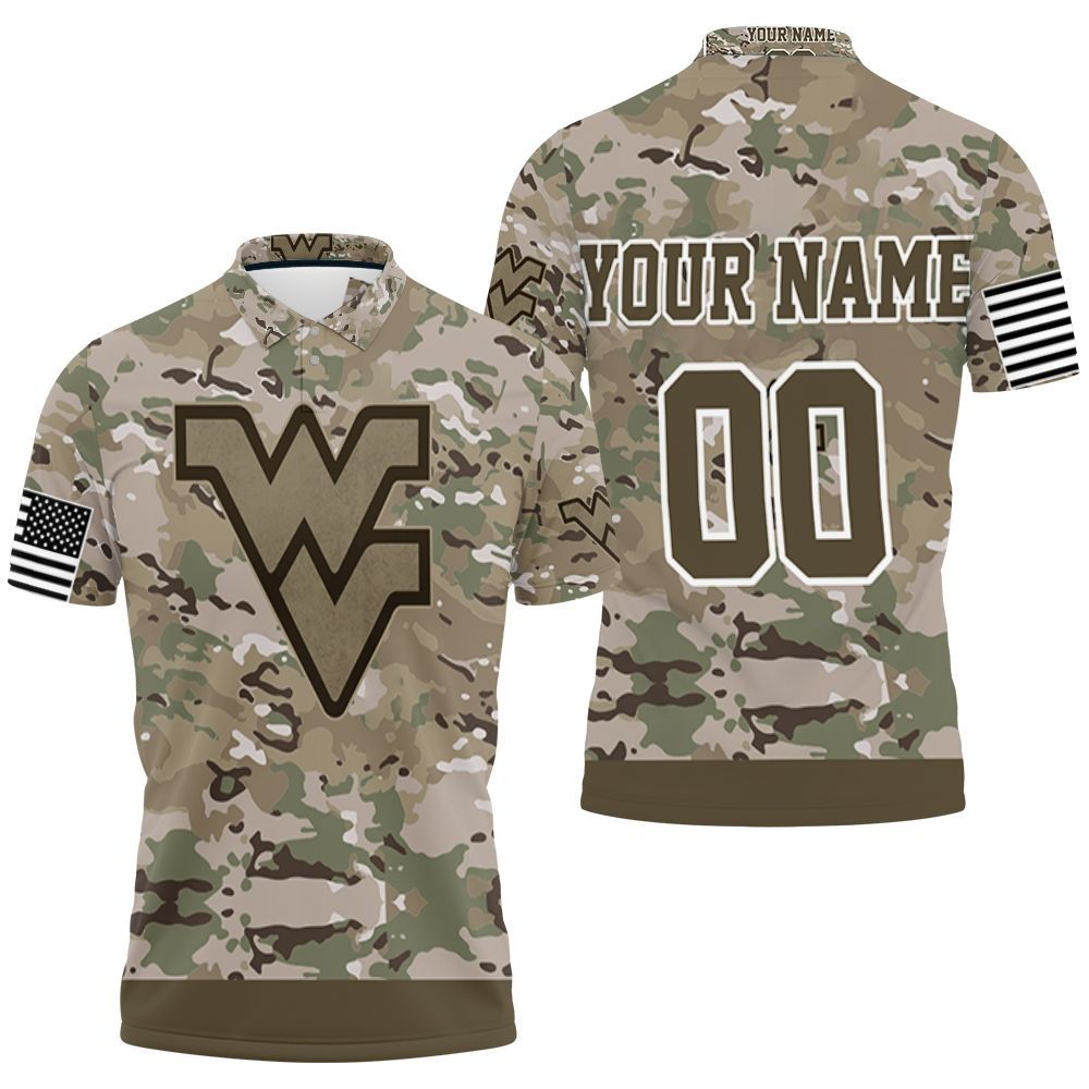 West Virginia Mountaineers Camouflage Veteran 3d Personalized Polo Shirt All Over Print Shirt 3d T-shirt