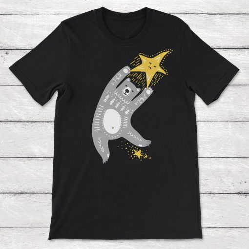 Whimsical Bear Hanging From a Star Unisex T-Shirt